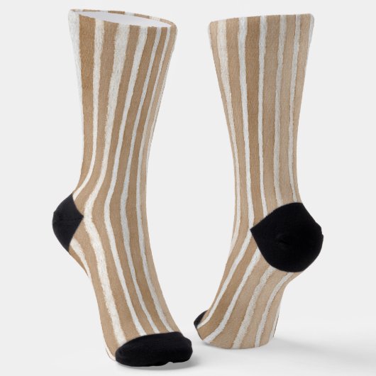 Cream Cocoa Brown Stripes ソックス (傾斜あり)
