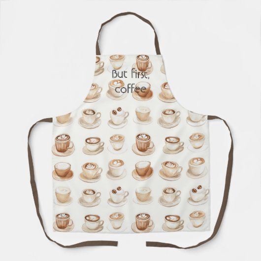 Cream Coffee Cups エプロン (正面)