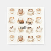 Cream Coffee Cups スタンダードカクテルナプキン (正面)