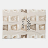 Cream Coffee Heart Cups キッチンタオル (横)