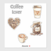 Cream Coffee Heart Cups   シール (シート)
