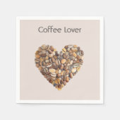 Cream Coffee Heart Cups スタンダードカクテルナプキン (正面)