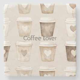 Cream Coffee Heart Cups ストーンコースター