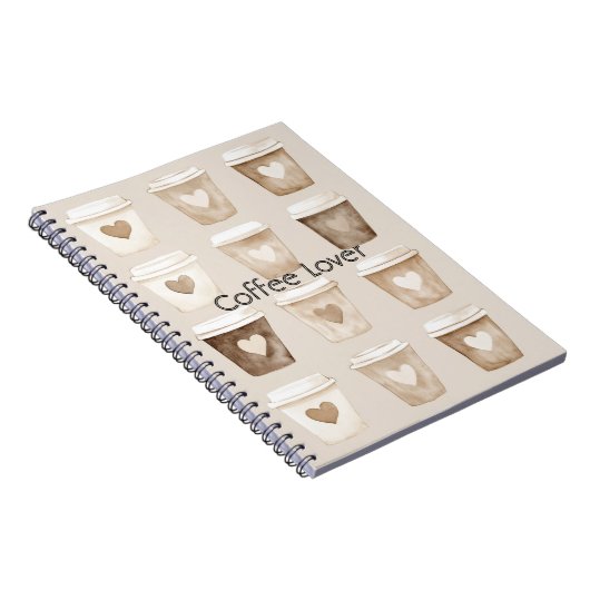 Cream Coffee Heart Cups ノートブック (右側)