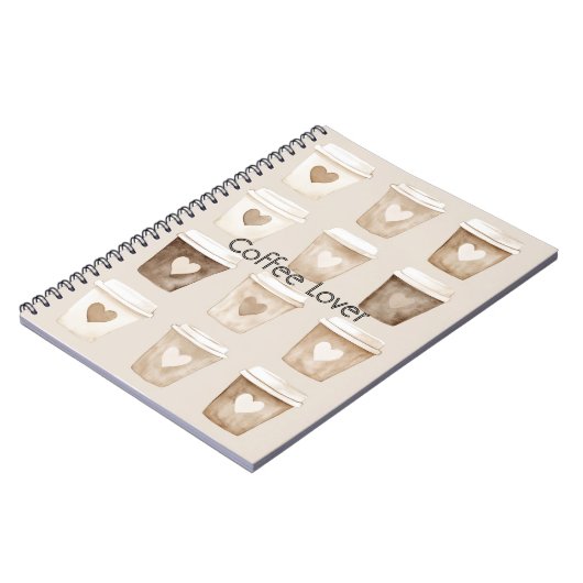 Cream Coffee Heart Cups ノートブック (左側)