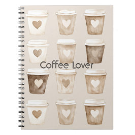 Cream Coffee Heart Cups ノートブック