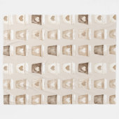 Cream Coffee Heart Cups フリースブランケット (正面(横))