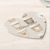 Cream Coffee Heart Cups ペーパーコースター (アングル)