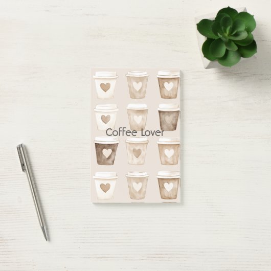 Cream Coffee Heart Cups ポストイット (オフィス)