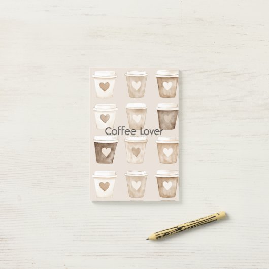 Cream Coffee Heart Cups ポストイット (デスク上)