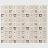 Cream Coffee Heart Cups ラッピングペーパー (フラット)