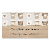 Cream Coffee Heart Cups Business name website マグネット名刺 (正面)