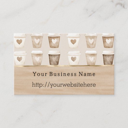 Cream Coffee Heart Cups Business name website 名刺 (正面)