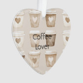 Cream Coffee Heart Cups Christmas オーナメント (正面)