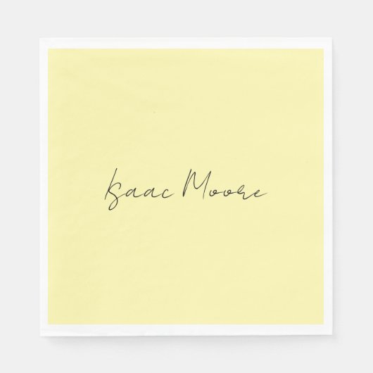 Cream Color Plain Elegant Script Calligraphy Name スタンダードランチョンナプキン (正面)