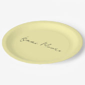Cream Color Plain Elegant Script Calligraphy Name ペーパープレート (アングル)