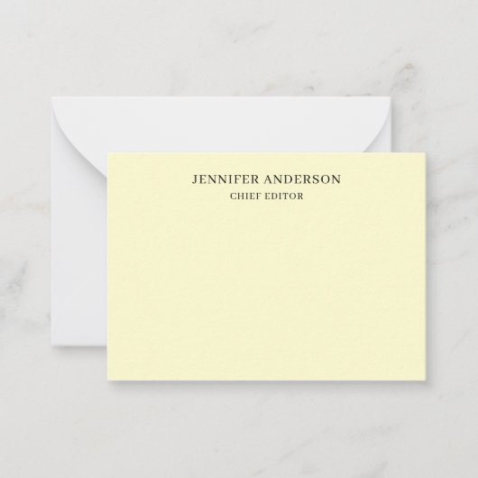 Cream Color Professional Modern Plain Minimalist ノートカード (正面)