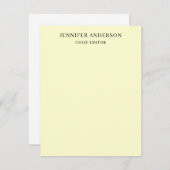 Cream Color Professional Modern Plain Minimalist ノートカード (正面/裏面)