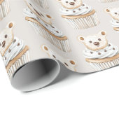 Cream Cupcake Bears Birthday ラッピングペーパー (ロールコーナー)