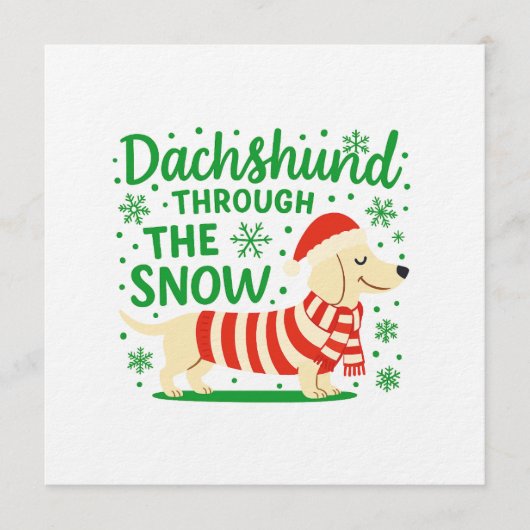 Cream Dachshund Christmas Invitation/Card 招待状 (正面)