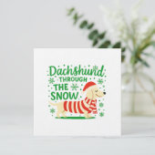 Cream Dachshund Christmas Invitation/Card 招待状 (スタンド正面)