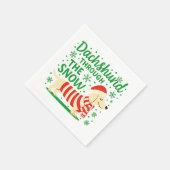 Cream Dachshund Christmas Napkins スタンダードカクテルナプキン (角)