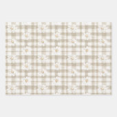 Cream Daisy Floral Bunny Rabbit Birthday ラッピングペーパーシート (正面2)