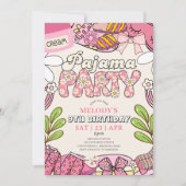 Cream Daisy Pajama Party Birthday Invitation 招待状 (正面)
