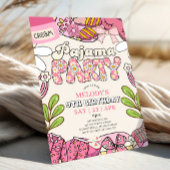 Cream Daisy Pajama Party Birthday Invitation 招待状