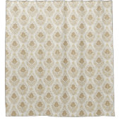Cream Damask Shower Curtain Vintage-Inspired Touch シャワーカーテン (正面)
