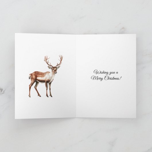 Cream Deer Elk Christmas カード (内部)