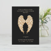 Cream Delicate Angel Wings Design Funeral Memorial 招待状 (スタンド正面)