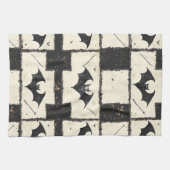 Cream Denim Grunge Patchwork with Bats (3) キッチンタオル (横)