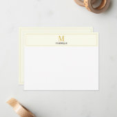 Cream Elegant Serif Personalized Monogram ノートカード (正面/裏面インサイチュ)