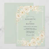 Cream Ethereal Botanical Romance Wedding 招待状 (正面/裏面)