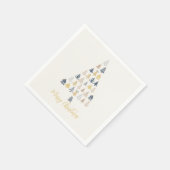 Cream Festive Playful Doodles Christmas Tree スタンダードカクテルナプキン (角)