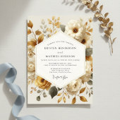 Cream Floral Autumn Romance Wedding 招待状