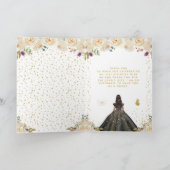 Cream Floral Dark Skin Girl Birthday サンキューカード (内部)