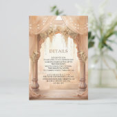 Cream Floral Indian Mandap Hindu Wedding Details エンクロージャーカード (スタンド正面)