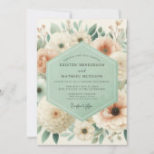 Cream Floral Meadow Wedding 招待状 (正面)