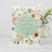 Cream Floral Meadow Wedding 招待状 (スタンド正面)