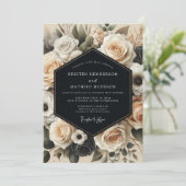 Cream Floral Nocturne Wedding 招待状 (スタンド正面)