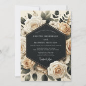 Cream Floral Opulence Wedding 招待状 (正面)