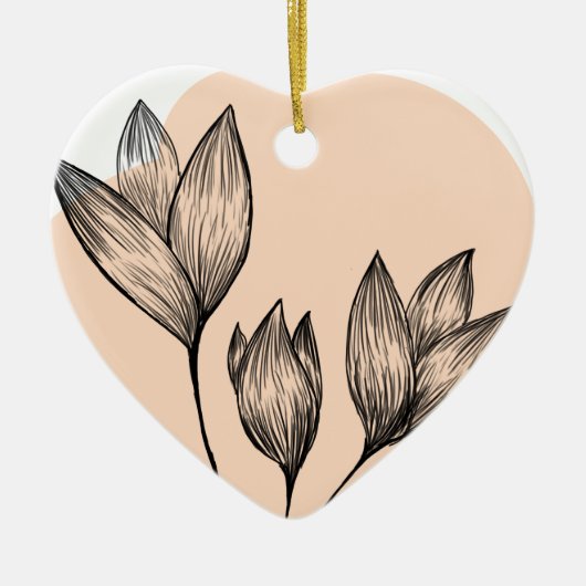 Cream Floral Ornament セラミックオーナメント (正面)