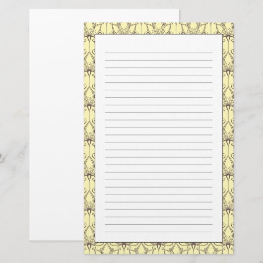 Cream Floral Pattern 便箋 (正面/裏面)