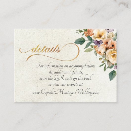 Cream Floral, QR Code - Cream エンクロージャーカード (正面)