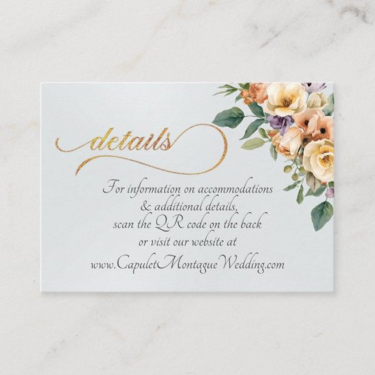 Cream Floral, QR Code - Pearl White エンクロージャーカード (正面)