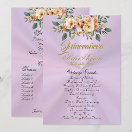 Cream Floral Quinceanera Program - Lavender プログラム