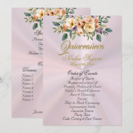 Cream Floral Quinceanera Program - Pastel Pink プログラム