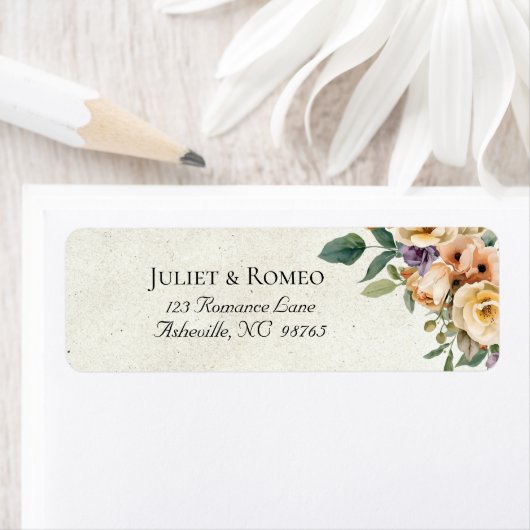 Cream Floral Return Address ラベル (インサイチュ)
